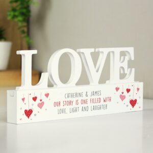 Personalised Red Hearts Wooden Love Ornament: 1 - Ornaments By Gift Moments