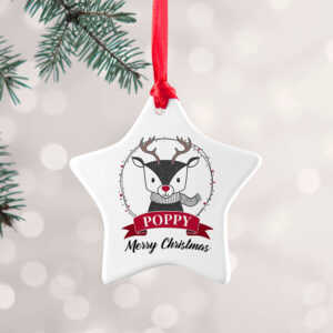 Personalised Reindeer Christmas Star Decoration: 3 - Christmas Decorations By Gift Moments