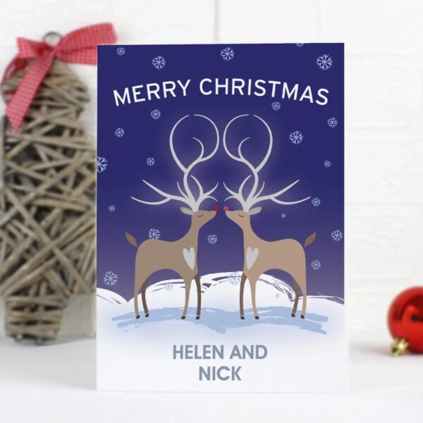 Personalised Reindeer Couple Card: 1 - Greeting Cards By Gift Moments