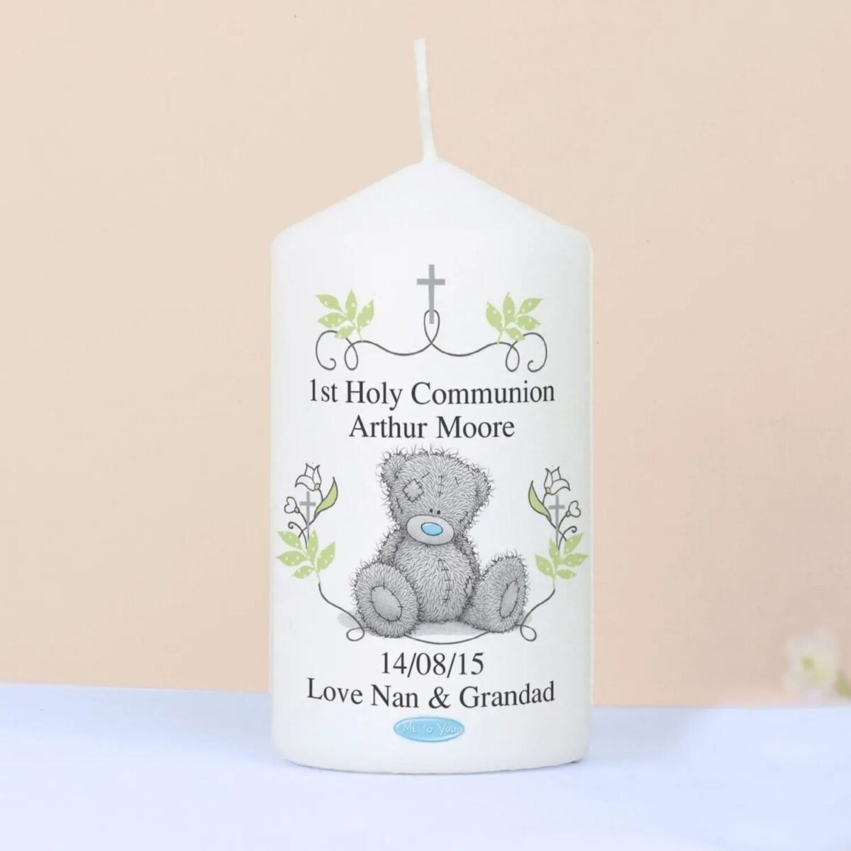 Personalised Me To You Religious Cross Pillar Candle: 1 - Candles