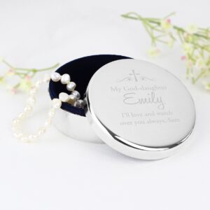 Personalised Religious Swirls & Hearts Round Trinket Box: 3 - Trinket Boxes By Gift Moments