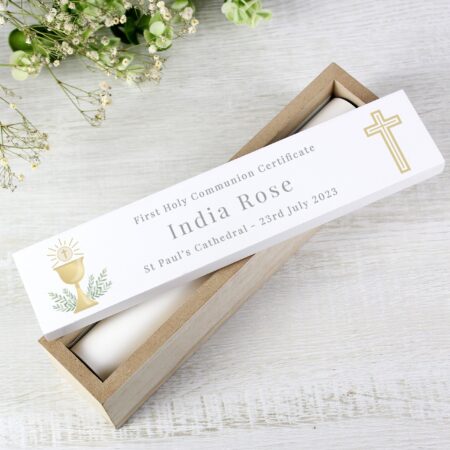 Personalised religious wooden certificate holder