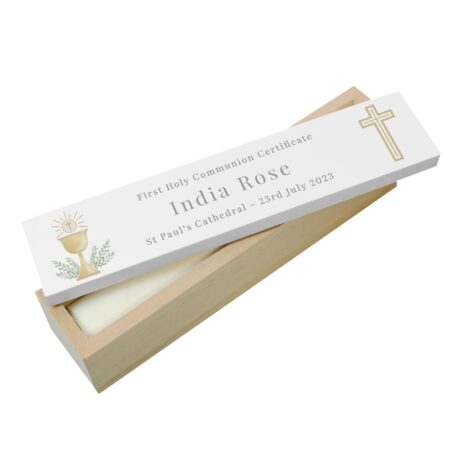 Personalised religious wooden certificate holder