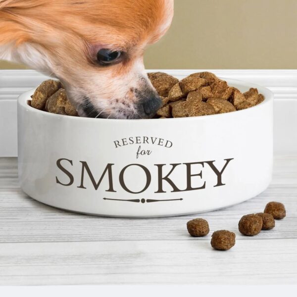 Personalised Reserved For 14cm Medium White Pet Bowl: 2 - Pet Products By Gift Moments