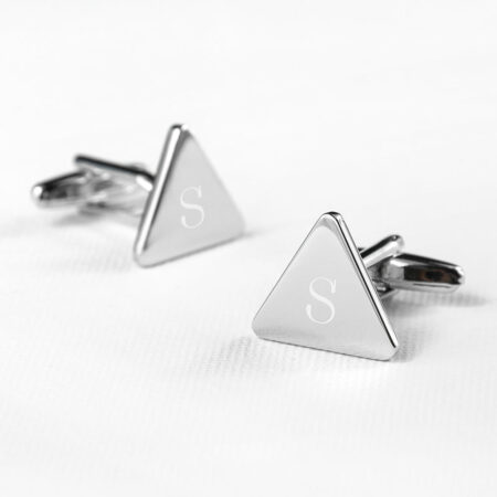 Personalised Rhodium Plated Triangle Cufflinks: 5 - Cufflinks & Tie Slides By Gift Moments