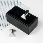 Personalised Rhodium Plated Triangle Cufflinks: 1 - Cufflinks & Tie Slides By Gift Moments