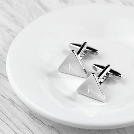 Personalised Rhodium Plated Triangle Cufflinks: 4 - Cufflinks & Tie Slides By Gift Moments