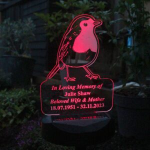 Personalised Robin Memorial Outdoor Solar Light: 4 - Solar Lights By Gift Moments