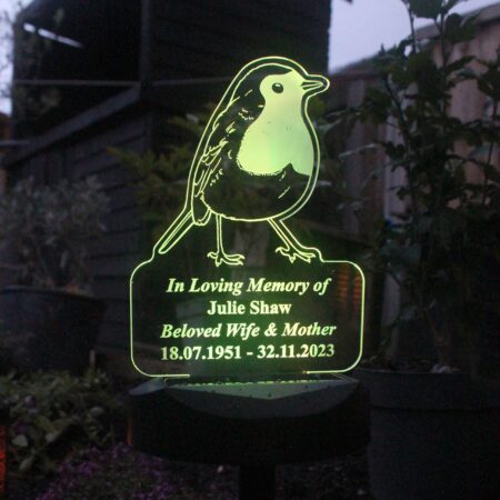 Personalised Robin Memorial Outdoor Solar Light: 2 - Solar Lights By Gift Moments