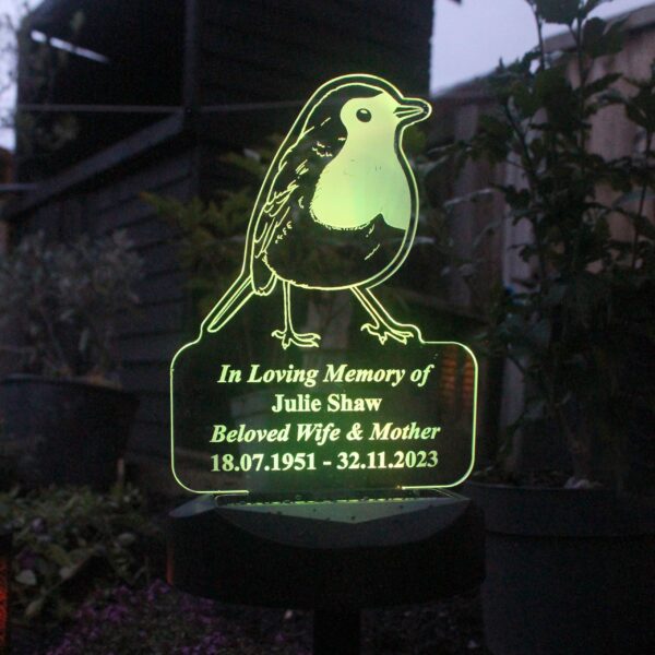 Personalised Robin Memorial Outdoor Solar Light: 2 - Solar Lights By Gift Moments