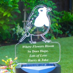 Personalised Robin Memorial Outdoor Solar Light: 7 - Solar Lights By Gift Moments