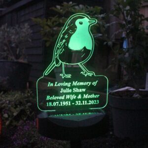 Personalised Robin Memorial Outdoor Solar Light: 8 - Solar Lights By Gift Moments