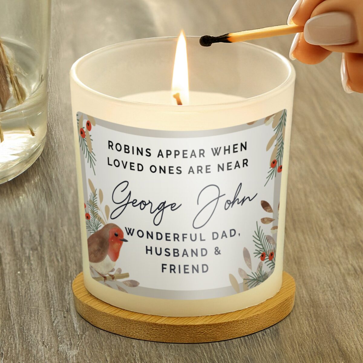 Personalised Robins Appear Memorial Scented Jar Candle: 2 - Candles By Gift Moments