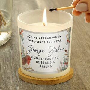 Personalised Robins Appear Memorial Scented Jar Candle: 2 - Candles By Gift Moments