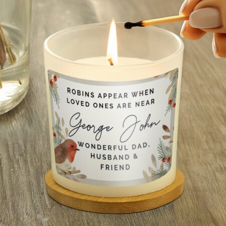 Personalised Robins Appear Memorial Scented Jar Candle: 2 - Candles By Gift Moments