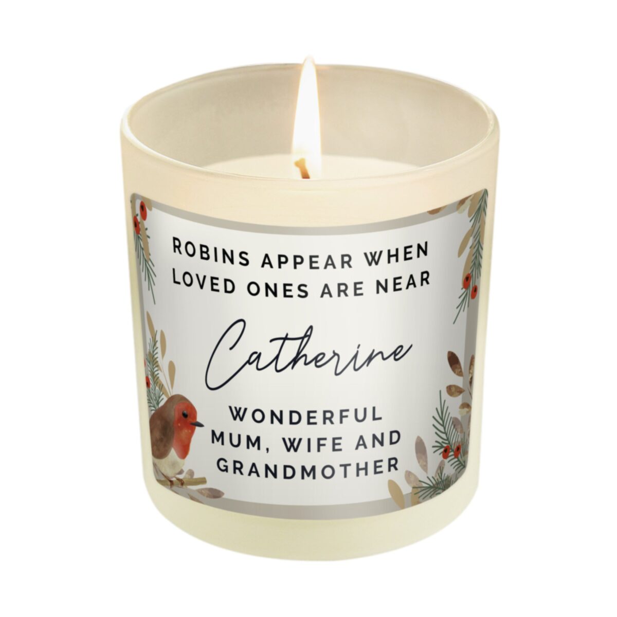 Personalised Robins Appear Memorial Scented Jar Candle: 5 - Candles By Gift Moments