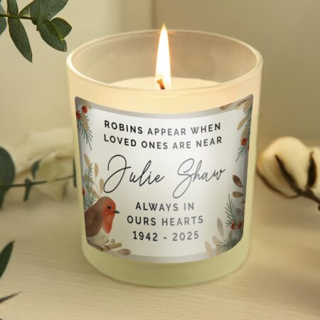 Personalised Robins Appear Memorial Scented Jar Candle: 4 - Candles By Gift Moments