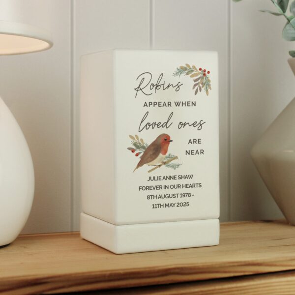Personalised Robins Appear Small Wooden Urn: 1 - Urns By Gift Moments