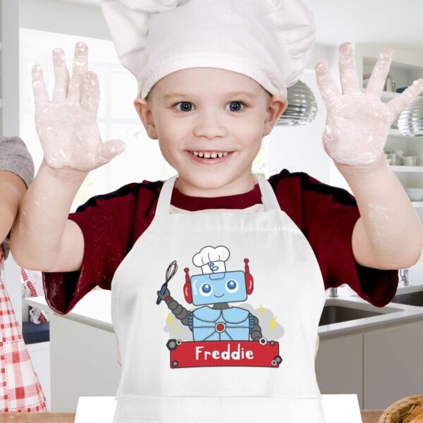 Personalised Robot Childrens Apron: 2 - Aprons By Gift Moments