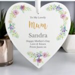 Personalised Any Role ’Floral Watercolour’ Large Wooden Heart Decoration: 1 - Decorations By Gift Moments