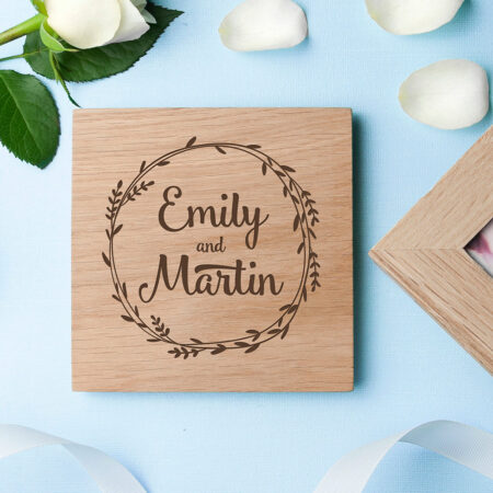 Personalised Romantic Wreath Oak Photo Cube: 3 - Photo Cubes By Gift Moments
