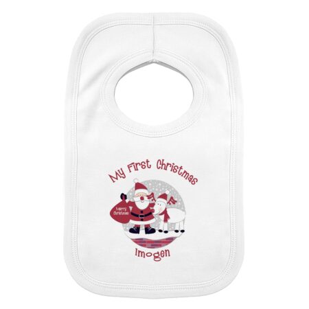 Personalised rooftop santa 1st christmas bib