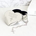 Personalised Rosary Beads and Cross Heart Trinket Box: 1 - Trinket Boxes By Gift Moments