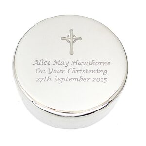 Personalised Rosary Beads and Cross Round Trinket Box: 7 - Trinket Boxes By Gift Moments