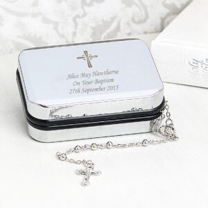 Personalised Rosary Beads and Cross Trinket Box: 2 - Trinket Boxes By Gift Moments
