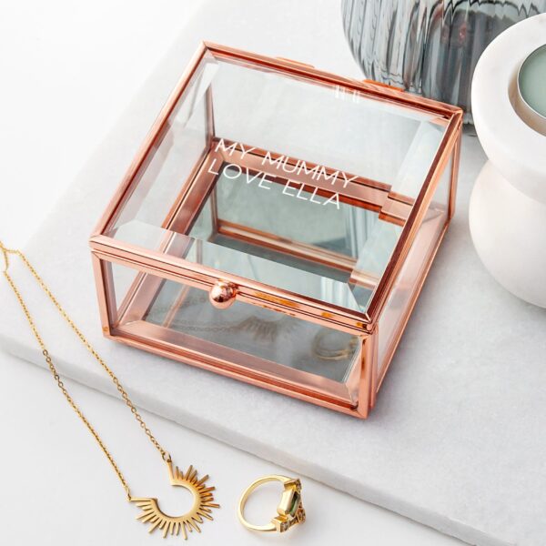 Personalised Rose Gold Glass Trinket Boxes: 2 - Trinket Boxes By Gift Moments