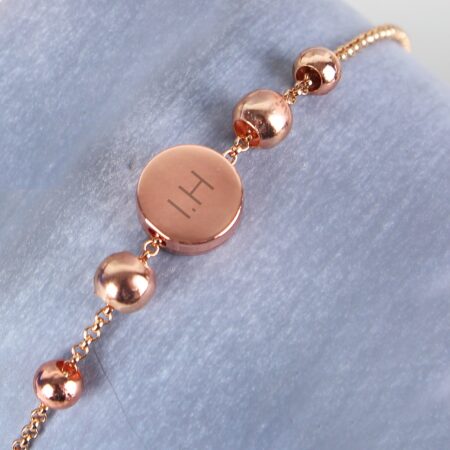 Personalised Rose Gold Tone Initials Disc Bracelet: 4 - Bracelets By Gift Moments