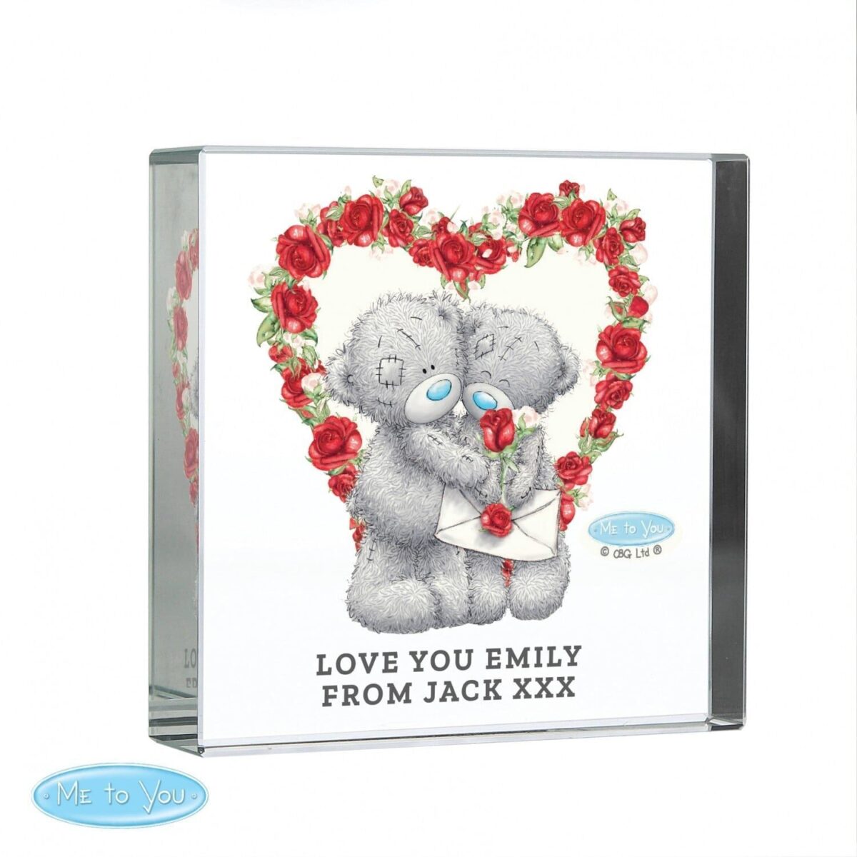 Personalised rose heart crystal token