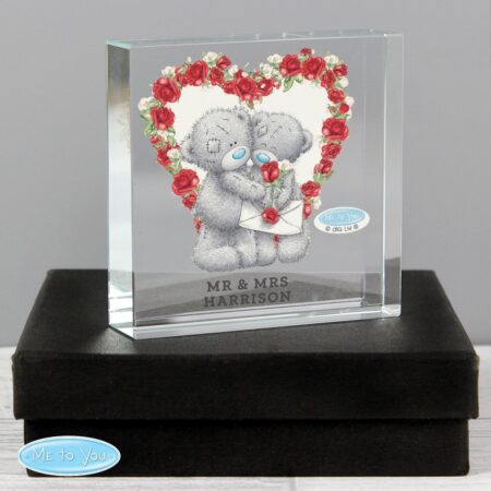 Personalised rose heart crystal token