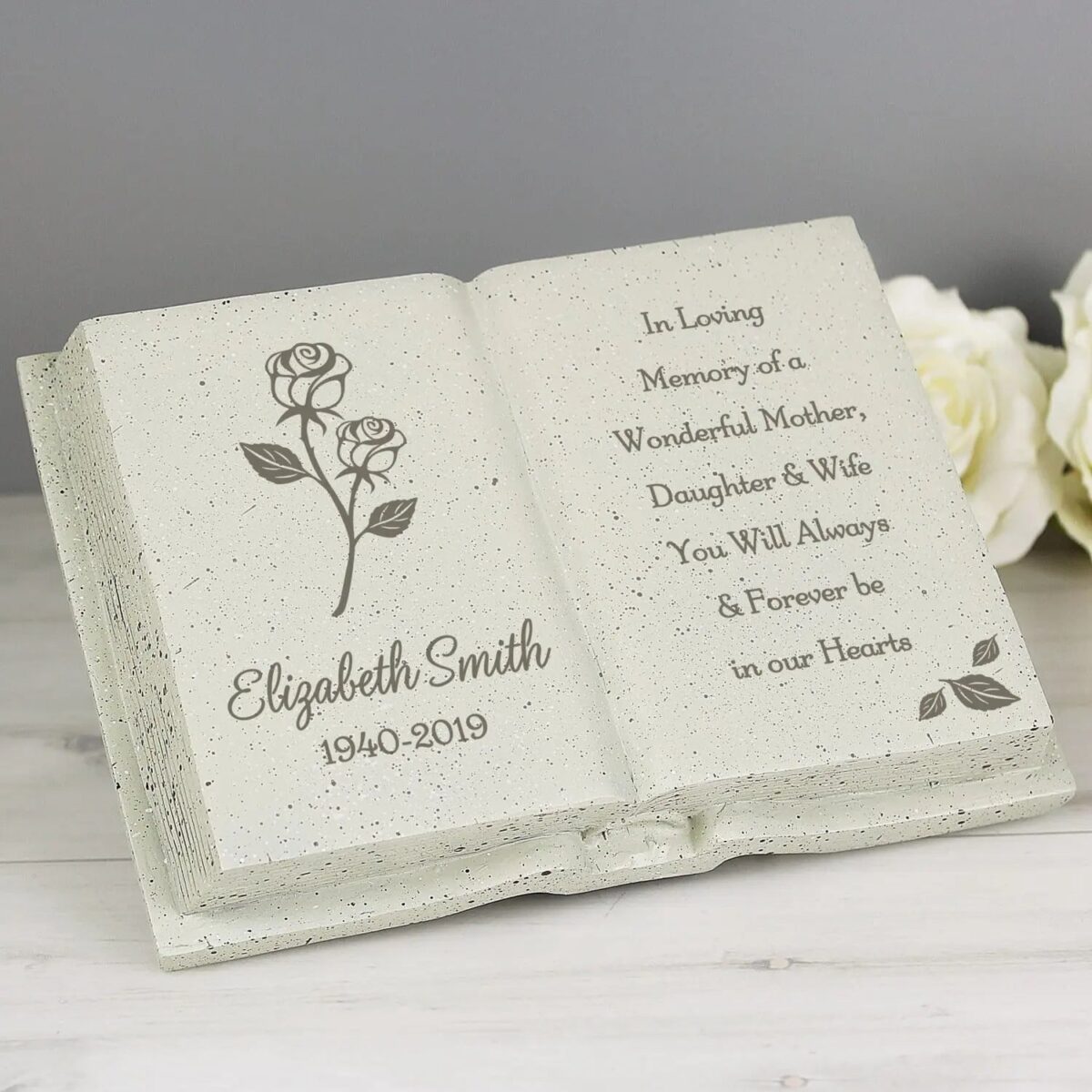 Personalised rose memorial book