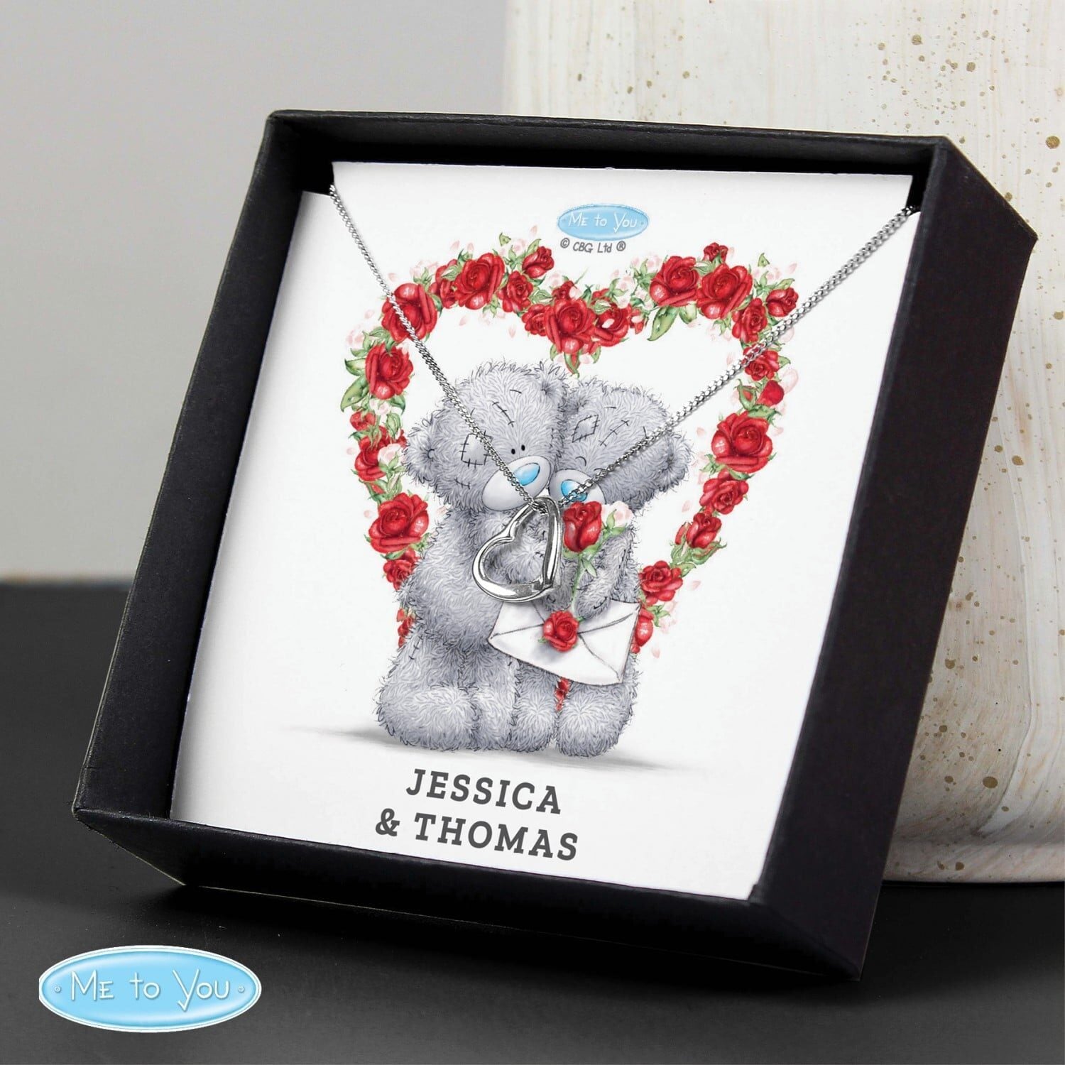 Personalised Me to You Roses Heart Necklace and Box: 1 - Necklaces