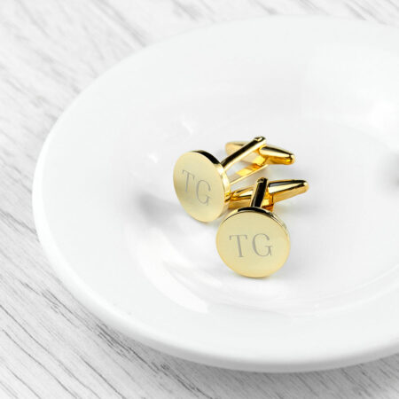 Personalised Round Gold Plated Cufflinks: 4 - Cufflinks & Tie Slides By Gift Moments