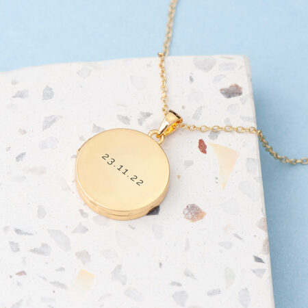 Personalised Round Photo Locket Pendant Necklaces: 1 - Gold - Necklaces By Gift Moments