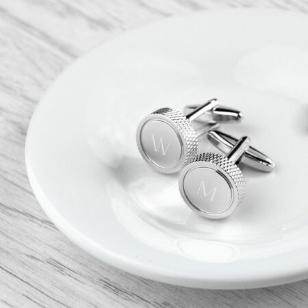 Personalised Round Rhodium Plated Cufflinks: 3 - Cufflinks & Tie Slides By Gift Moments