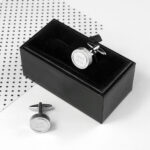 Personalised Round Rhodium Plated Cufflinks: 1 - Cufflinks & Tie Slides By Gift Moments