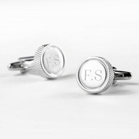 Personalised Round Rhodium Plated Cufflinks: 4 - Cufflinks & Tie Slides By Gift Moments
