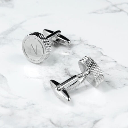 Personalised Round Rhodium Plated Cufflinks: 6 - Cufflinks & Tie Slides By Gift Moments