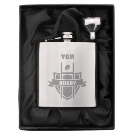 Personalised Rugby Hip Flask: 2 - Hip Flasks By Gift Moments