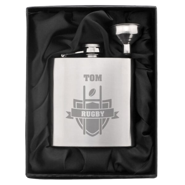 Personalised Rugby Hip Flask: 2 - Hip Flasks By Gift Moments