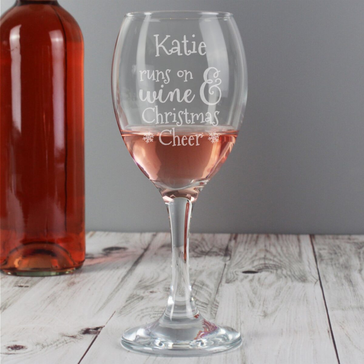 Personalised Runs On Wine & Christmas Cheer Wine Glass: 3 - Wine Glasses By Gift Moments