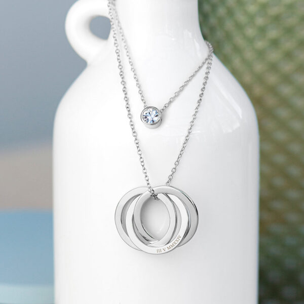 Personalised Russian Ring Layered Necklaces: 2 - Silver - Necklaces By Gift Moments