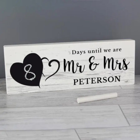 Personalised rustic chalk countdown wooden block sign