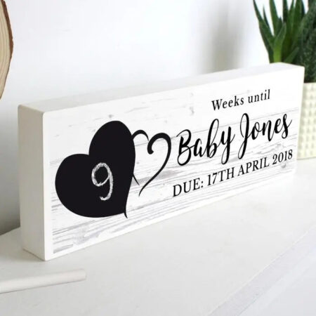 Personalised rustic chalk countdown wooden block sign