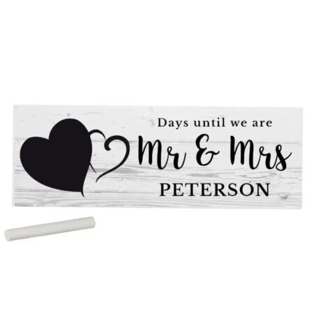 Personalised rustic chalk countdown wooden block sign