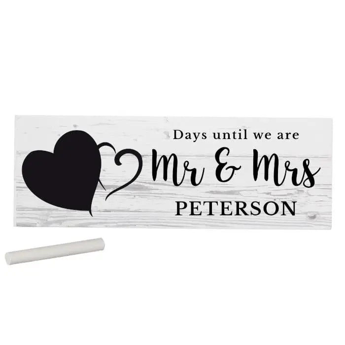 Personalised rustic chalk countdown wooden block sign