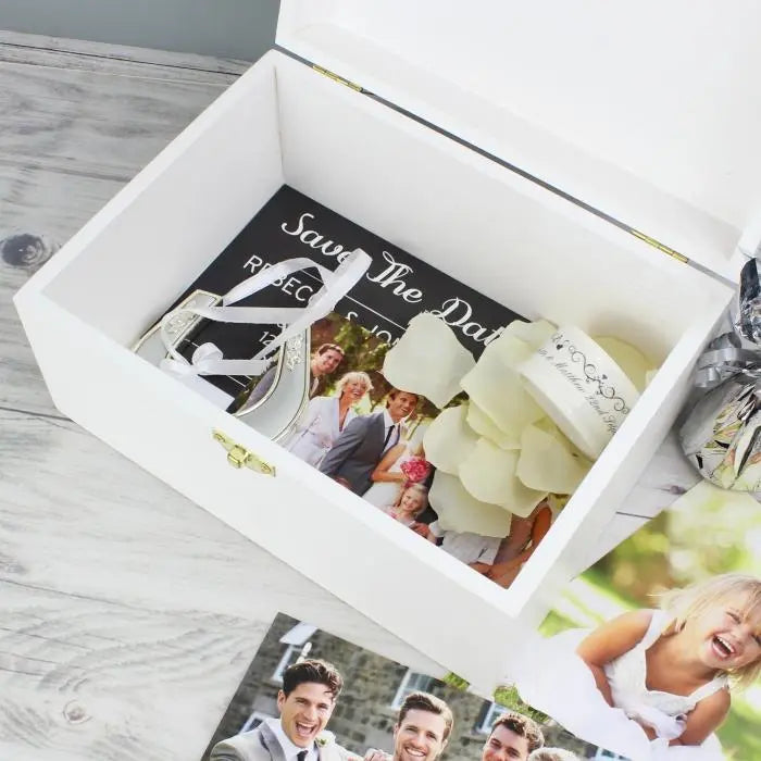 Personalised Rustic Heart White Wooden Keepsake Box: 3 - Keepsake Boxes By Gift Moments